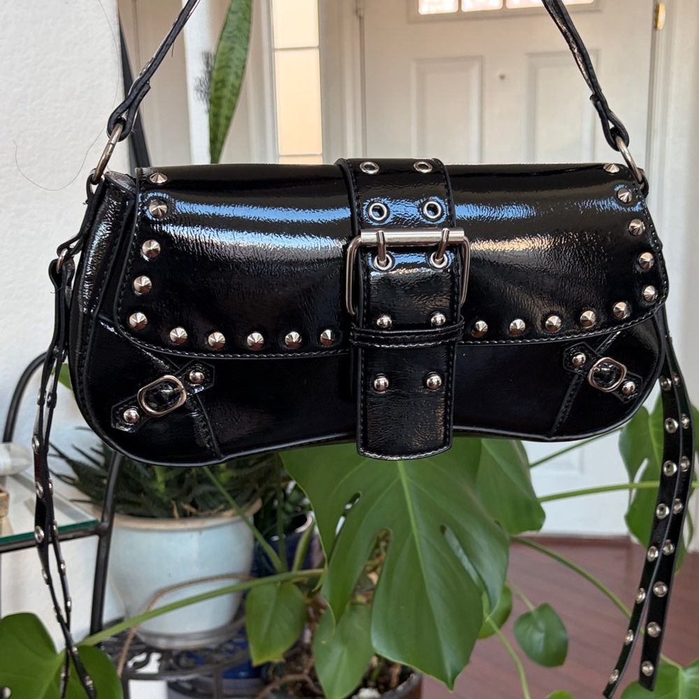 Black Studded Women's Shoulder Bag